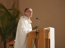 Archbishop Charles C. Thompson during the 2021 Chrism Mass at SS. Peter and Paul Cathedral in Indianapolis.